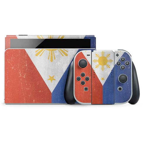 Philippines Flag Distressed Nintendo Switch OLED (2021) Skin